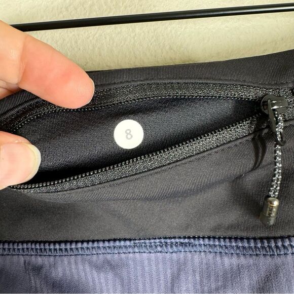 Lululemon Speed Up Lined Short Navy Blue Stripe Running Gym Women’s Size 8 - Picture 7 of 7